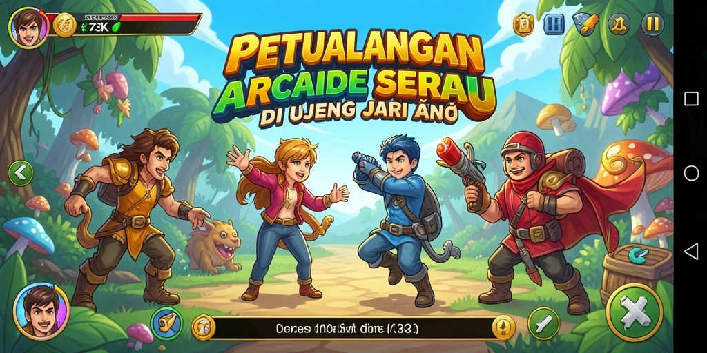 Screenshot dari gameplay 73K yang penuh aksi dan petualangan.