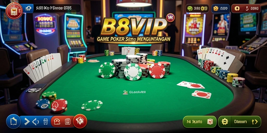 Screenshot B8VIP menunjukkan pengalaman bermain poker yang menarik dan interaktif.