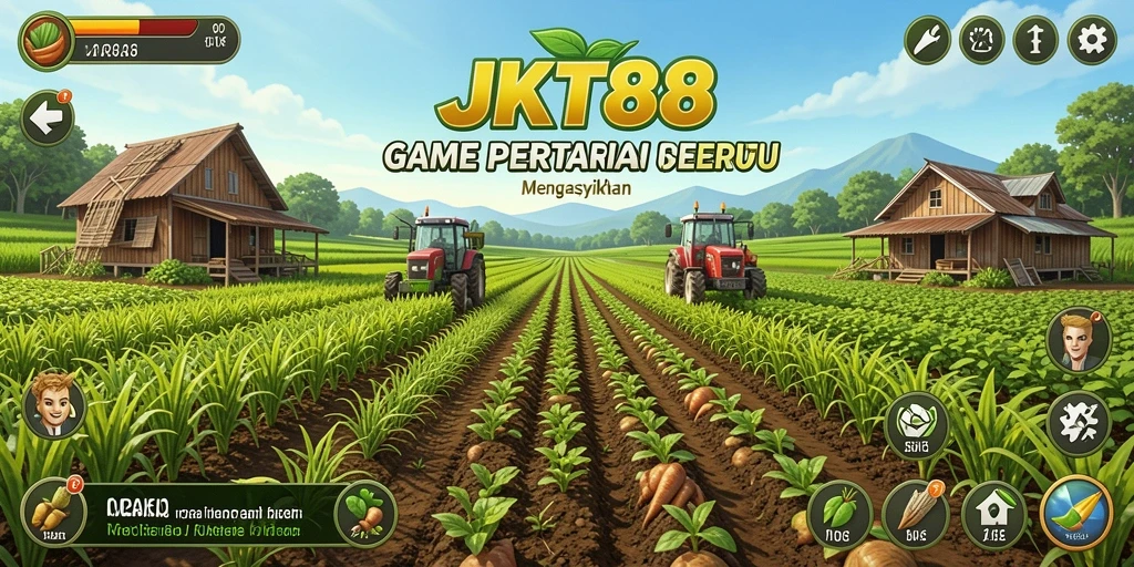 Tampilkan gameplay seru di JKT88 dengan petani yang sedang bercocok tanam.