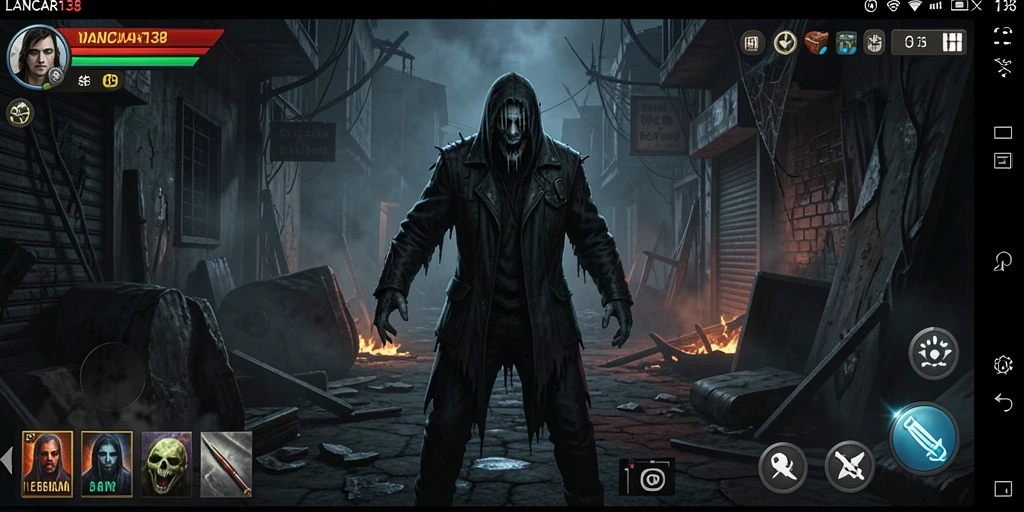 Menampilkan gameplay menegangkan dengan atmosfer kegelapan.