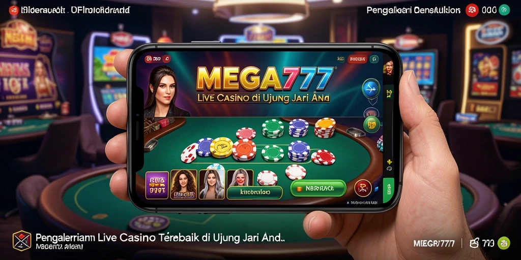 Screenshot utama MEGA777 menampilkan pengalaman Live Casino interaktif yang mendebarkan.