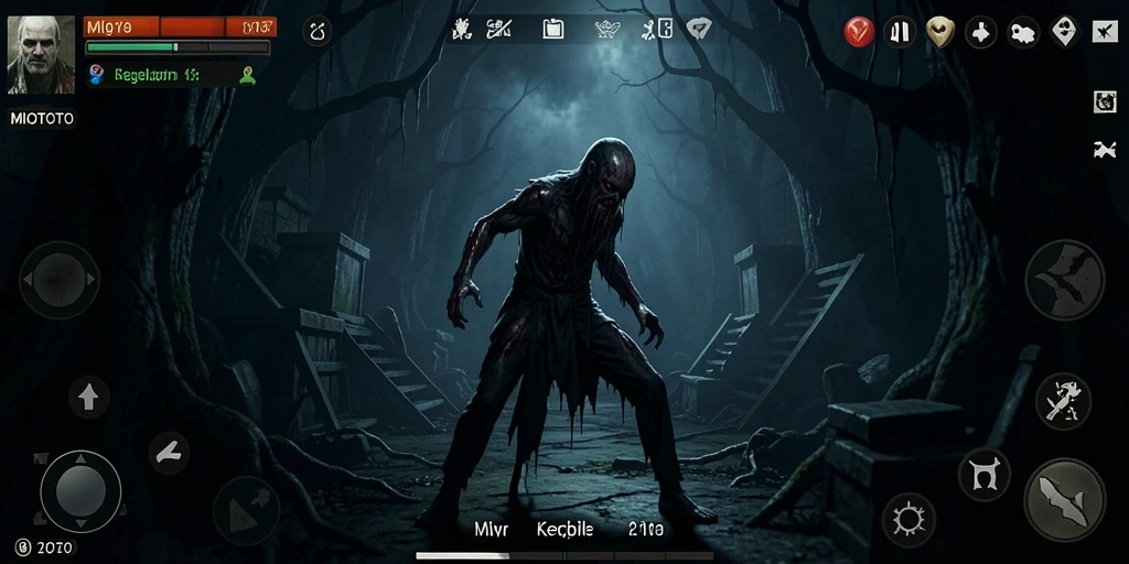 Gameplay MIOTOTO yang menegangkan dan mencekam saat menjelajah kegelapan.