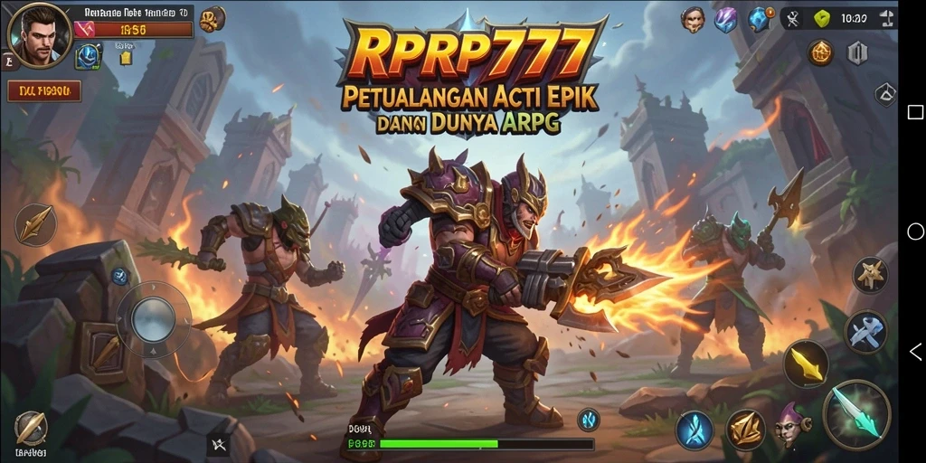 Screenshot gameplay RPRP777 menampilkan pertarungan seru dengan efek visual menawan.