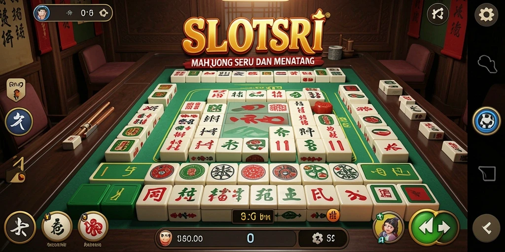 Gameplay SLOTSRI dengan ubin Mahjong yang colorful.